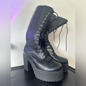 DOLLS KILL LACE UP PLATFORM BOOTS